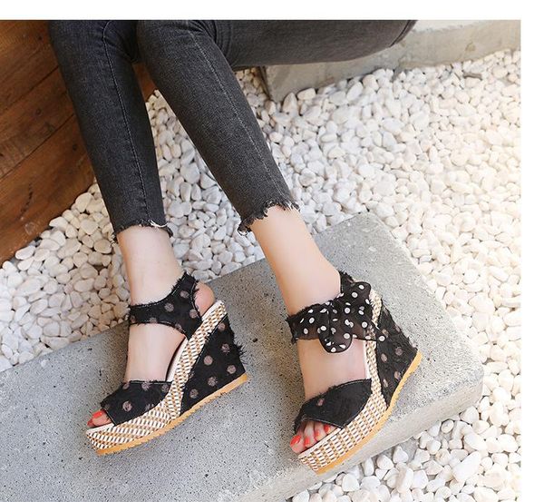 polka dot open toe platform wedges women sandals riband ankle strap high gladiator ladies shoes buckle summer, Black
polka dot open toe platform wedges women sandals riband ankle strap high gladiator ladies shoes buckle summer, Black