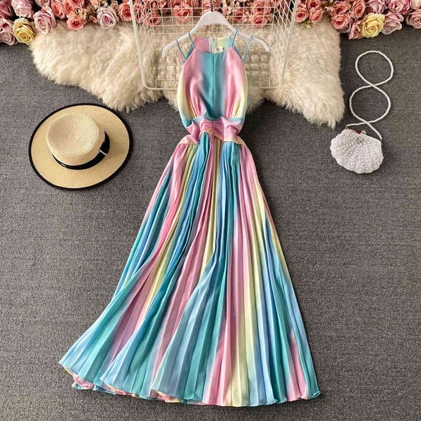 casual dresses summer sleeveless gradient raiow color women halter neck sling pleated design fashionable waist swing es 8jzq, Black;gray
casual dresses summer sleeveless gradient raiow color women halter neck sling pleated design fashionable waist swing es 8jzq, Black;gray