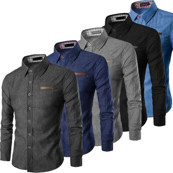 men's dress shirts autumn and winter solid color casual long-sleeved slim-fit shirt spring, White;black
men's dress shirts autumn and winter solid color casual long-sleeved slim-fit shirt spring, White;black