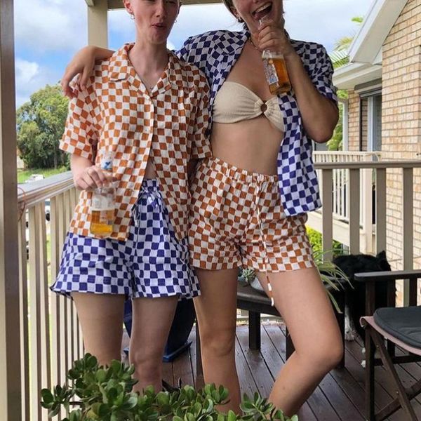 women's tracksuits y2k women plaid two piece set homewear fashion turn down collar and shorts suit streetwear female 2021 summer, Gray
women's tracksuits y2k women plaid two piece set homewear fashion turn down collar and shorts suit streetwear female 2021 summer, Gray