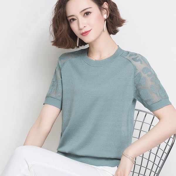 short sleeve lace women hollow out pullover summer 2021 knit ladies o-neck thin sweaters green black autumn cotton elegant women's, White;black
short sleeve lace women hollow out pullover summer 2021 knit ladies o-neck thin sweaters green black autumn cotton elegant women's, White;black