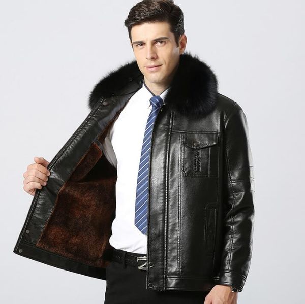 men's fur & faux detachable collar winter motorcycle leather jacket men jaqueta de couro masculino pu clothing mens jackets outerwear, Black
men's fur & faux detachable collar winter motorcycle leather jacket men jaqueta de couro masculino pu clothing mens jackets outerwear, Black