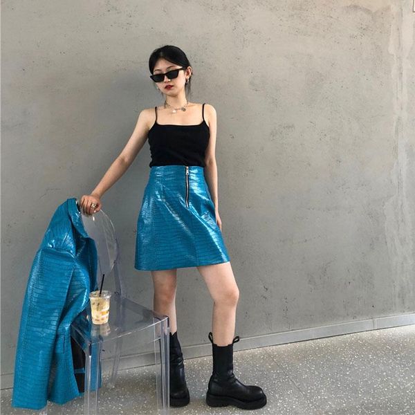 spring autumn high waist blue pu leather zipper temperament half-body skirt women fashion tide vintage gothic clothes skirts, Black
spring autumn high waist blue pu leather zipper temperament half-body skirt women fashion tide vintage gothic clothes skirts, Black
