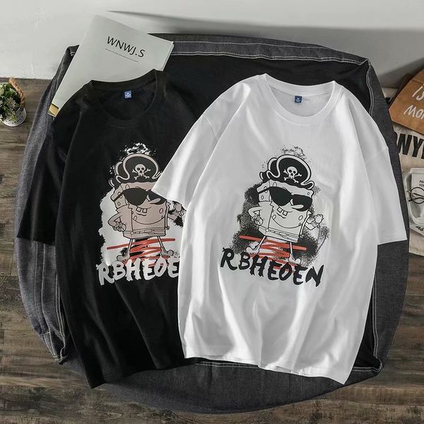 summer t-shirt men's short sleeve round neck trend loose and versatile five point middle sleeve cartoon printed student class uniform, White;black
summer t-shirt men's short sleeve round neck trend loose and versatile five point middle sleeve cartoon printed student class uniform, White;black