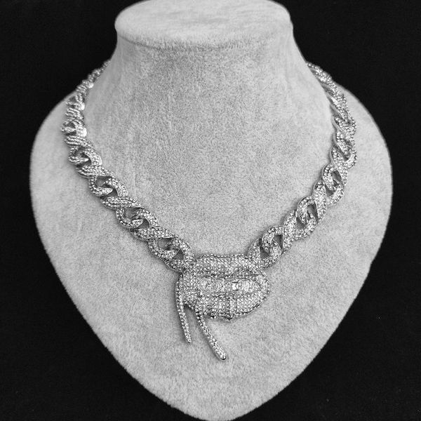 pendant necklaces hip hop + rhinestone iced out miami 15mm cuban link chain biting lips for men's women jewelry, Silver
pendant necklaces hip hop + rhinestone iced out miami 15mm cuban link chain biting lips for men's women jewelry, Silver