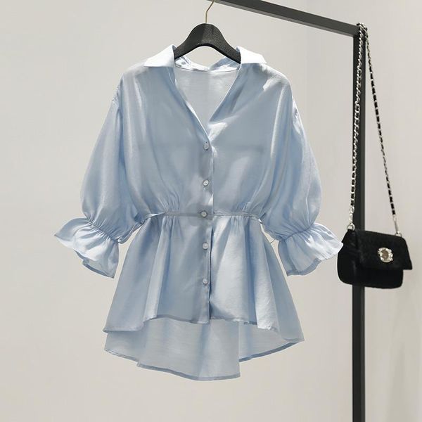 women's blouses & shirts 2021 korean women loose chiffon doll shirt female single breasted sweet blouse three quarter sleeve v-neck x16, White
women's blouses & shirts 2021 korean women loose chiffon doll shirt female single breasted sweet blouse three quarter sleeve v-neck x16, White