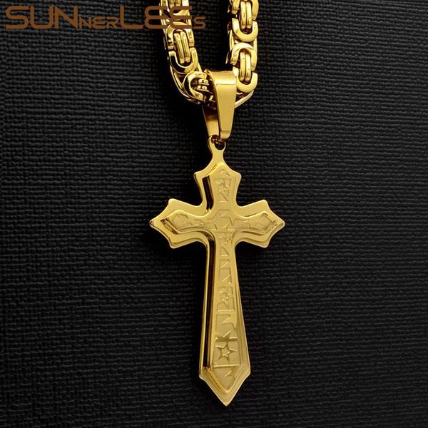 pendant necklaces sunnerlees stainless steel jesus christ cross necklace byzantine link chain silver color gold plated men boy gift sp209
pendant necklaces sunnerlees stainless steel jesus christ cross necklace byzantine link chain silver color gold plated men boy gift sp209