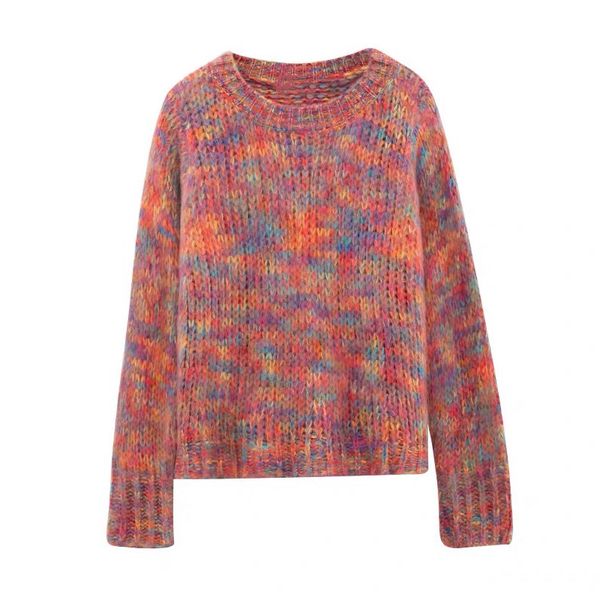 women sweater pullovers long sleeve rainbow colorful o neck chic elegant spring autumn m0410 210514, White;black
women sweater pullovers long sleeve rainbow colorful o neck chic elegant spring autumn m0410 210514, White;black