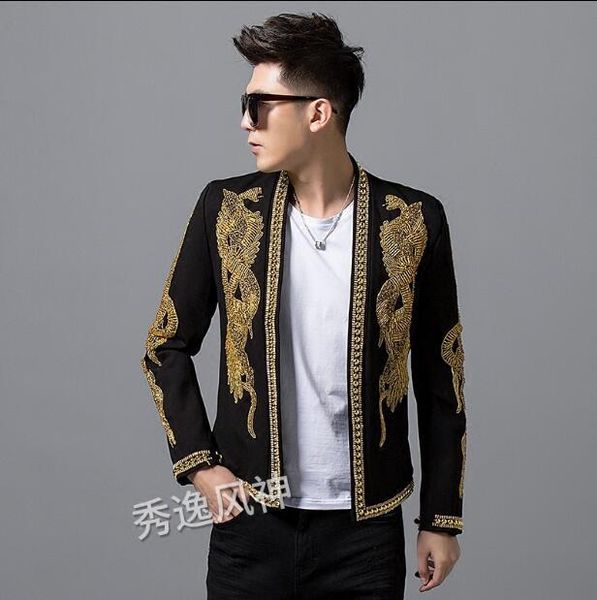 men's suits & blazers 2021 fashion brand slim small suit court wind singer stage dress handmade beaded collar embroidered jacket male t, White;black
men's suits & blazers 2021 fashion brand slim small suit court wind singer stage dress handmade beaded collar embroidered jacket male t, White;black