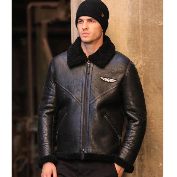 men's leather & faux winter natural sheepskin fur clothing men black turn down collar real sheep jacket
men's leather & faux winter natural sheepskin fur clothing men black turn down collar real sheep jacket
