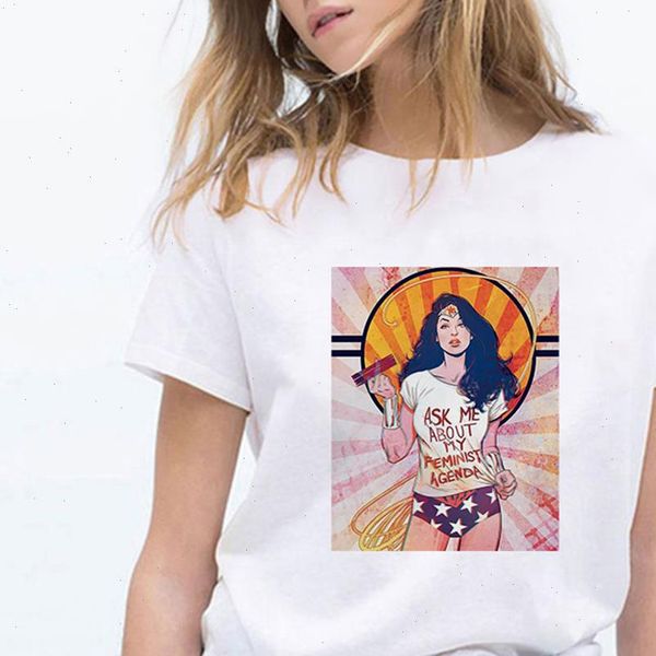feminism super hero style spring women summer harajuku prevalent recreational o collar, White
feminism super hero style spring women summer harajuku prevalent recreational o collar, White