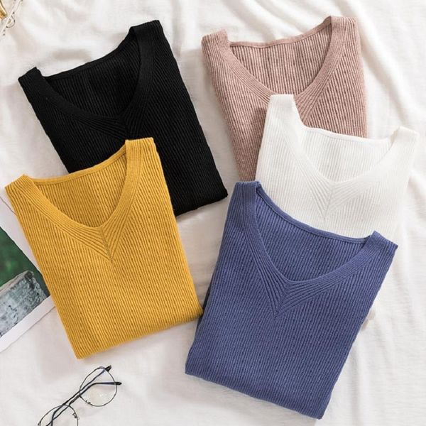 winter knit sweater women pullovers autumn women's knitted low waist slim fit all-match long-sleeved v-neck sweater 210420, White;black
winter knit sweater women pullovers autumn women's knitted low waist slim fit all-match long-sleeved v-neck sweater 210420, White;black