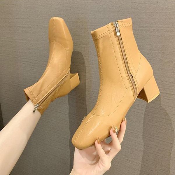 boots women leather ankle 2021 autumn women's square toe high heels woman zip pumps female sewing shoes ladies fashion footwear, Black
boots women leather ankle 2021 autumn women's square toe high heels woman zip pumps female sewing shoes ladies fashion footwear, Black