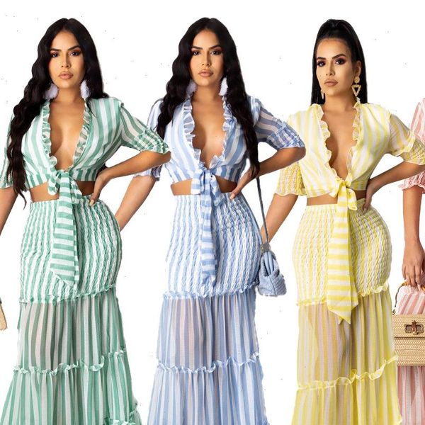 women tracksuits 2 piece set striped print tie up crop cascading ruffles maxi skirt suit vintage elegant long, Gray
women tracksuits 2 piece set striped print tie up crop cascading ruffles maxi skirt suit vintage elegant long, Gray