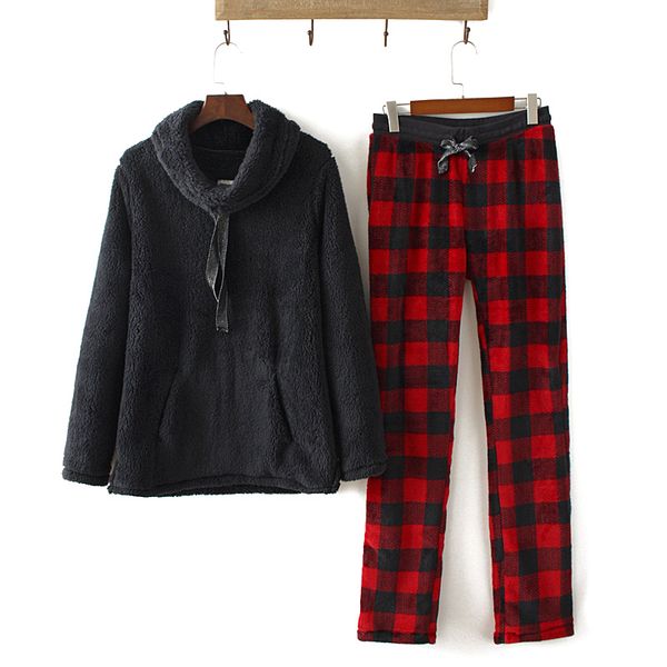 winter women fashion loose soft coral fleece thickening casual pajama set female trendy color plus size thermal lounge sleepwear, Black;red
winter women fashion loose soft coral fleece thickening casual pajama set female trendy color plus size thermal lounge sleepwear, Black;red