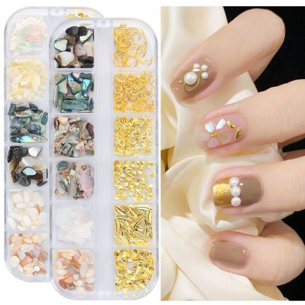 box shell slices nail art decorations 3d gold metal rivets flakes crystal rhinestones jewelry manicure accessories, Silver;gold
box shell slices nail art decorations 3d gold metal rivets flakes crystal rhinestones jewelry manicure accessories, Silver;gold