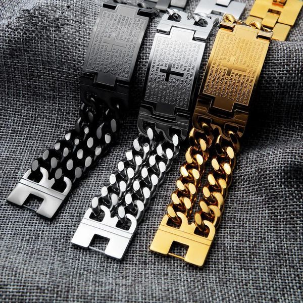selling in european and american bible cross titanium steel mens bracelets fashionable male personality bracelets mens jewelry, Black
selling in european and american bible cross titanium steel mens bracelets fashionable male personality bracelets mens jewelry, Black