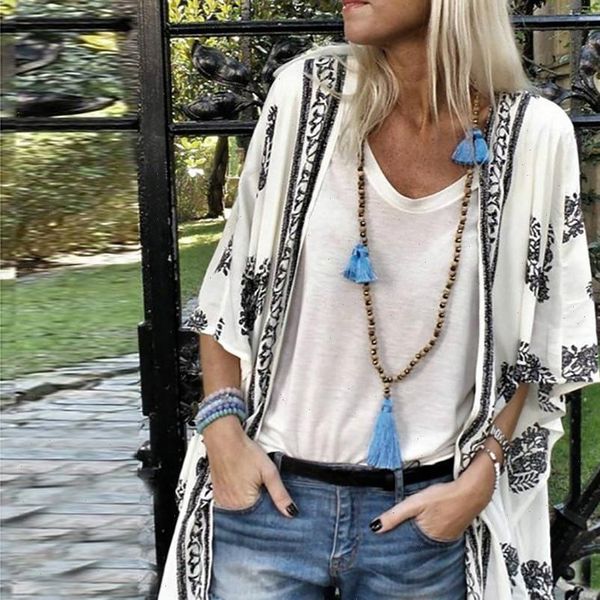 plus size summer fashion women blouses boho print casual loose sheer chiffon cardigan kimono female sleeve shirt blusas, White
plus size summer fashion women blouses boho print casual loose sheer chiffon cardigan kimono female sleeve shirt blusas, White