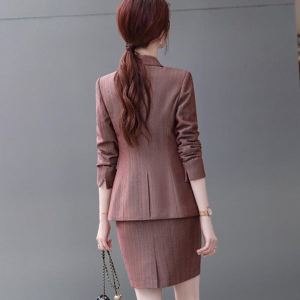 two piece dress high end brown suits long sleeve women slim fashion temperament interview formal blazer and skirt office ladies work wear hb, White
two piece dress high end brown suits long sleeve women slim fashion temperament interview formal blazer and skirt office ladies work wear hb, White