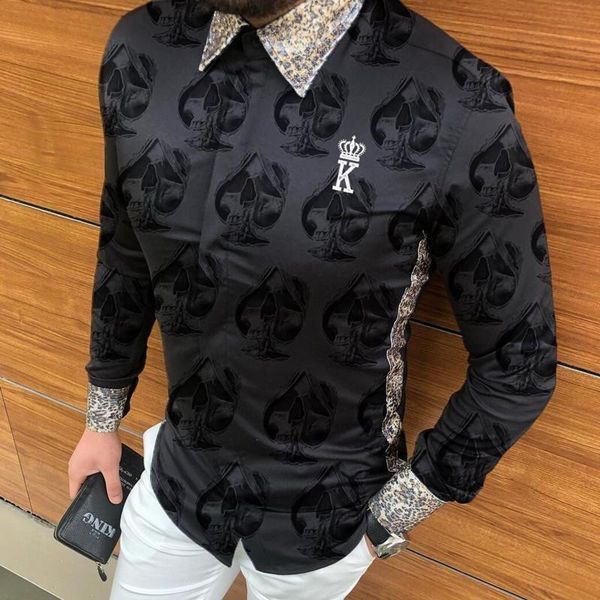 men's casual shirts fashion punk style luxury crown printed long sleeve lapel single breasted autumnr shirt party -3xl, White;black
men's casual shirts fashion punk style luxury crown printed long sleeve lapel single breasted autumnr shirt party -3xl, White;black