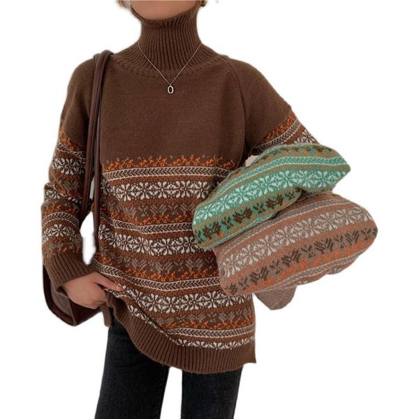turtleneck cashmere jacquard sweater women autumn winter thick vintage loose knitted bottoming retro large size pullovers women's sweat, White;black
turtleneck cashmere jacquard sweater women autumn winter thick vintage loose knitted bottoming retro large size pullovers women's sweat, White;black