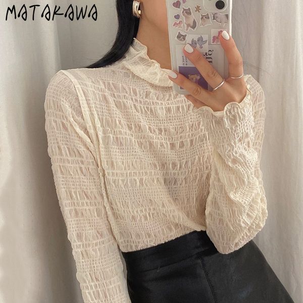 matakawa long sleeves inner base shirt women korean chic half-high neck blusas mujer de moda stretch lace chiffon blouses 210513, White
matakawa long sleeves inner base shirt women korean chic half-high neck blusas mujer de moda stretch lace chiffon blouses 210513, White
