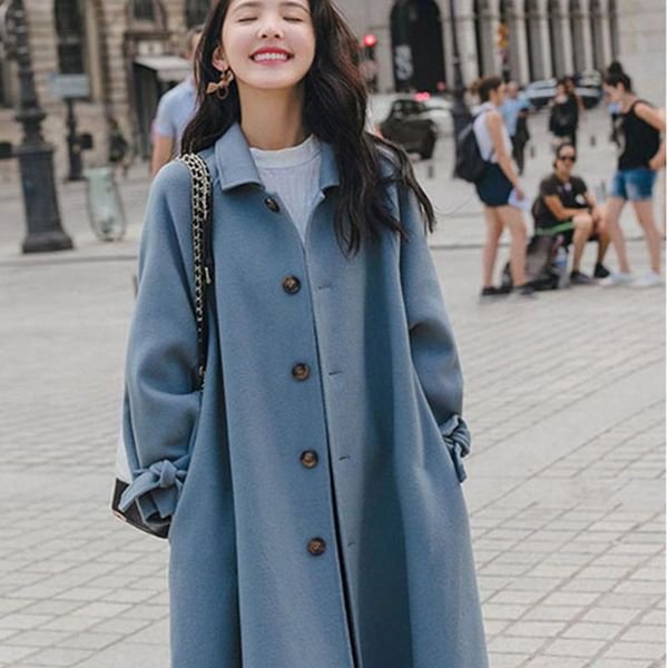 women's wool & blends 2021 autumn winter korean fashion lady leisure all-match single breasted coats mid-length loose elegant woman woo, Black
women's wool & blends 2021 autumn winter korean fashion lady leisure all-match single breasted coats mid-length loose elegant woman woo, Black