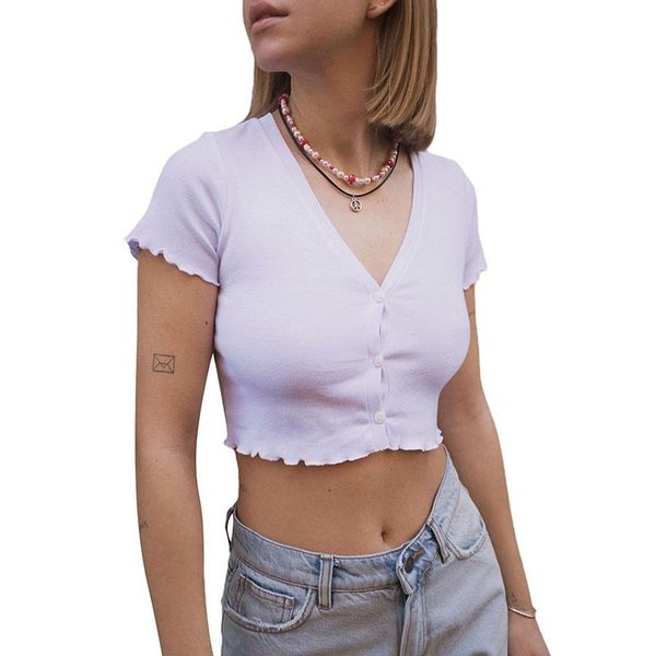 women's t-shirt summer women casual t-shirts knitted short tee shirts sleeve v neck thin ribbed knit cardigan crop clothes, White
women's t-shirt summer women casual t-shirts knitted short tee shirts sleeve v neck thin ribbed knit cardigan crop clothes, White