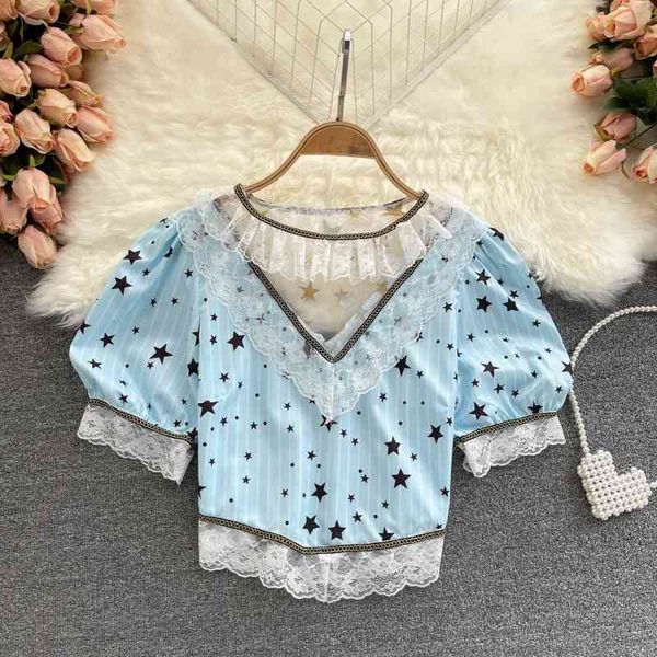short sleeve patchwork lace o neck star striped graphic chiffon shirt crop summer cute blouse ladies korean slim blusas 210515, White
short sleeve patchwork lace o neck star striped graphic chiffon shirt crop summer cute blouse ladies korean slim blusas 210515, White