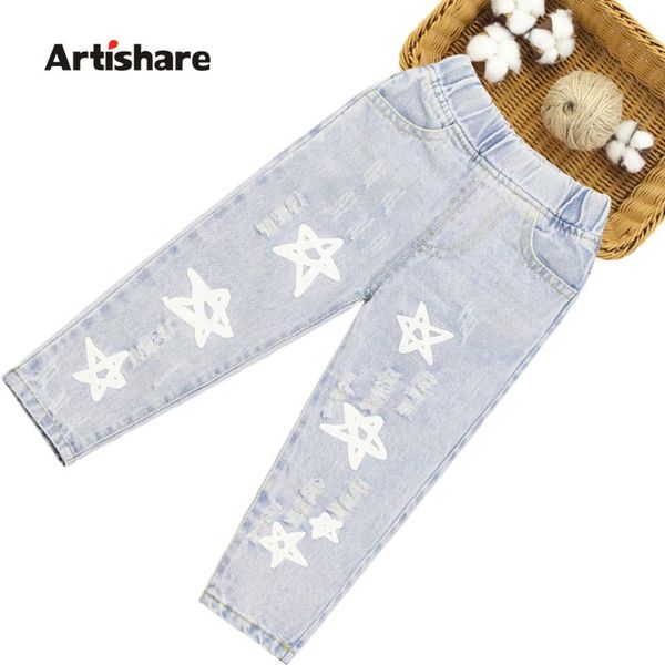 jeans baby girls star pattern children's ripped for casual style kid toddler clothes, Blue 
jeans baby girls star pattern children's ripped for casual style kid toddler clothes, Blue