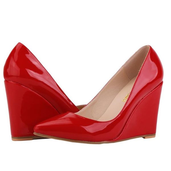 dress shoes women wedges high heels classic fashion female pumps party pointed toe patent leather 10cm slip on 2021 size 35-42 red, Black
dress shoes women wedges high heels classic fashion female pumps party pointed toe patent leather 10cm slip on 2021 size 35-42 red, Black