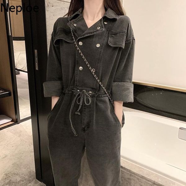 women's jumpsuits & rompers neploe retro korean straight tooling denim jumpsuit female turn down collar double breast design playsuit c, Black;white
women's jumpsuits & rompers neploe retro korean straight tooling denim jumpsuit female turn down collar double breast design playsuit c, Black;white