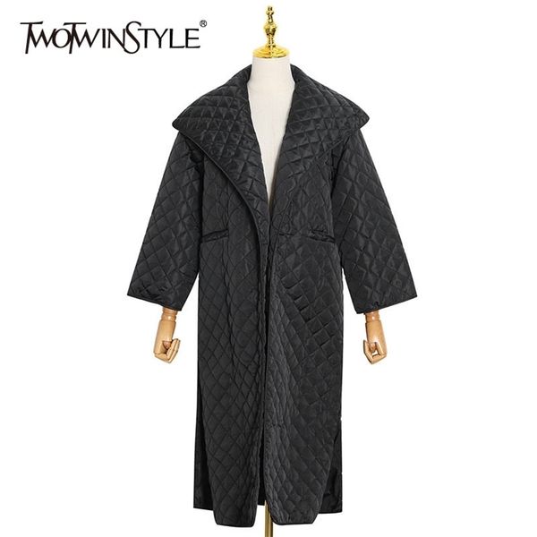 black patchwork argyle parkas for women lapel long sleeve side split casual loose cotton coat female fashion winter 210524
black patchwork argyle parkas for women lapel long sleeve side split casual loose cotton coat female fashion winter 210524