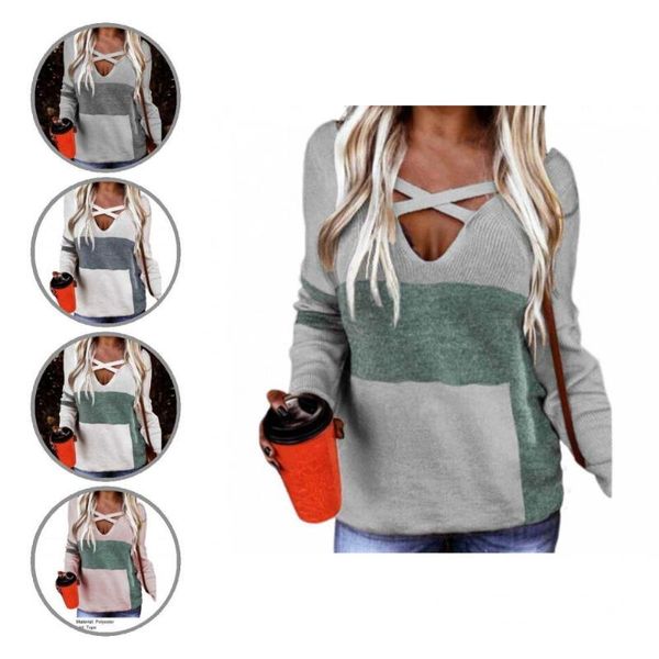 women's sweaters knitted cross v-neck autumn winter casual long sleeve pullover sweater for outdoor, White;black
women's sweaters knitted cross v-neck autumn winter casual long sleeve pullover sweater for outdoor, White;black