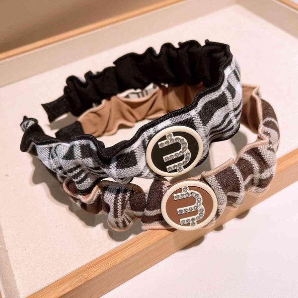 barrettes hairpin korean style ~ british temperament cashmere wide stripe pleated large intestine fairy head hoop rhinestone letter m, Golden;silver