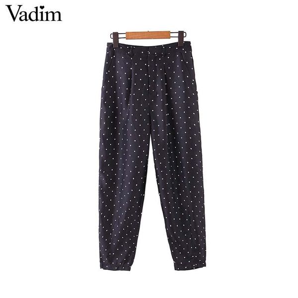 women's pants & capris vadim women elegant polka dot zipper pockets basic female causal office wear trousers pantalones mujer kb245, Black;white
women's pants & capris vadim women elegant polka dot zipper pockets basic female causal office wear trousers pantalones mujer kb245, Black;white