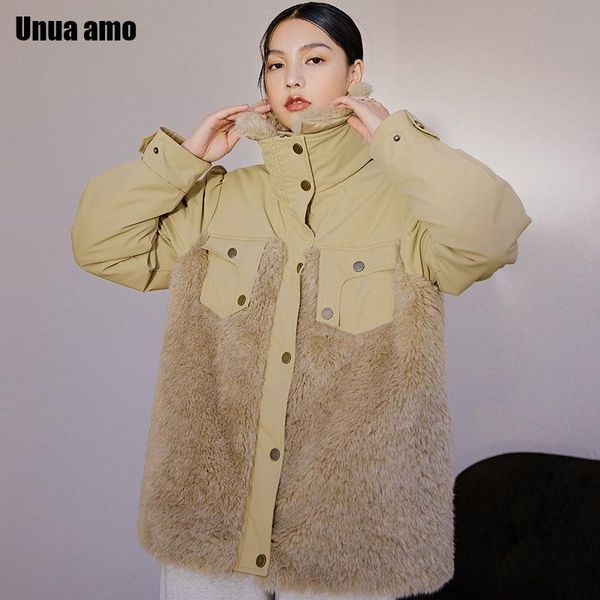 women's down & parkas unua amo brand winter women lambswool puffer jacket thick cotton padded spliced female streetwear wild warm plush, Black
women's down & parkas unua amo brand winter women lambswool puffer jacket thick cotton padded spliced female streetwear wild warm plush, Black