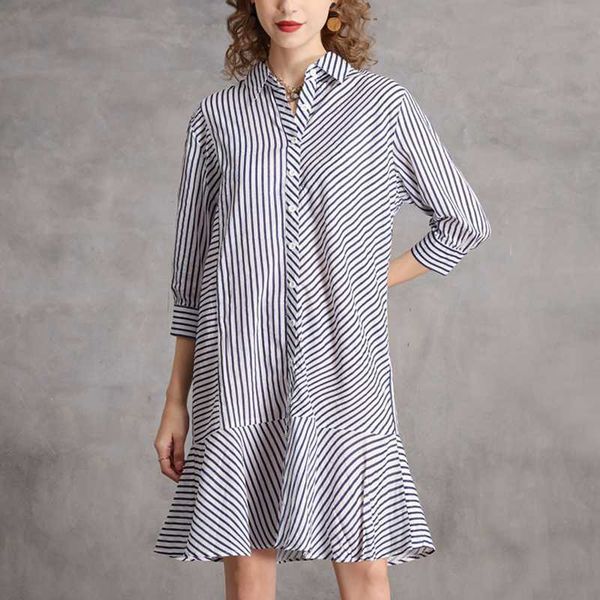 loose stripe blouses dresses for women vintage ruffles half sleeve plus size vestidos fashion fresh female 210525, Black;gray
loose stripe blouses dresses for women vintage ruffles half sleeve plus size vestidos fashion fresh female 210525, Black;gray