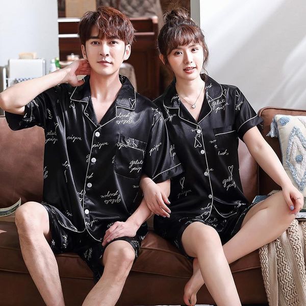 womens sleepwears silk couple pajamas mens summer spring simulation ladies short sleeve suit korean version home service pigiami donna, Black;red
womens sleepwears silk couple pajamas mens summer spring simulation ladies short sleeve suit korean version home service pigiami donna, Black;red