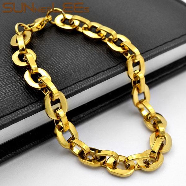 link, chain sunnerlees stainless steel bracelet 8mm geometric link smooth silver color gold plated men women jewelry gift sc208 b, Black
link, chain sunnerlees stainless steel bracelet 8mm geometric link smooth silver color gold plated men women jewelry gift sc208 b, Black