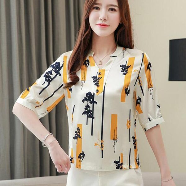 women blouses fashion print v-neck half sleeve chiffon blouse shirts korean office plus size 4xl blusas mujer women's &, White
women blouses fashion print v-neck half sleeve chiffon blouse shirts korean office plus size 4xl blusas mujer women's &, White