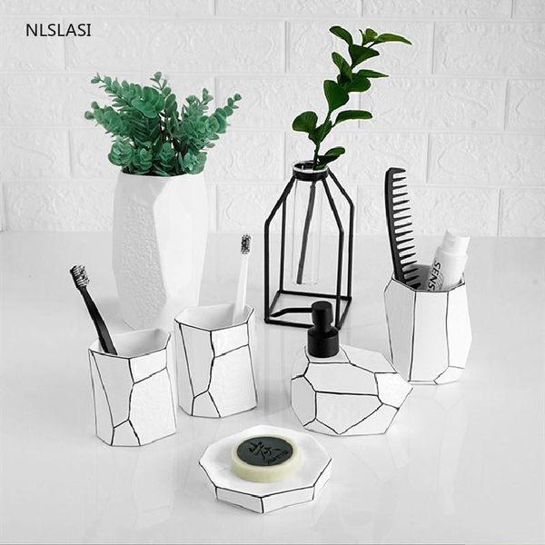 bath accessory set nordic black border ceramic home el bathroom kit toothbrush holder soap dispenser mouth cup dish five piece crafts 
bath accessory set nordic black border ceramic home el bathroom kit toothbrush holder soap dispenser mouth cup dish five piece crafts