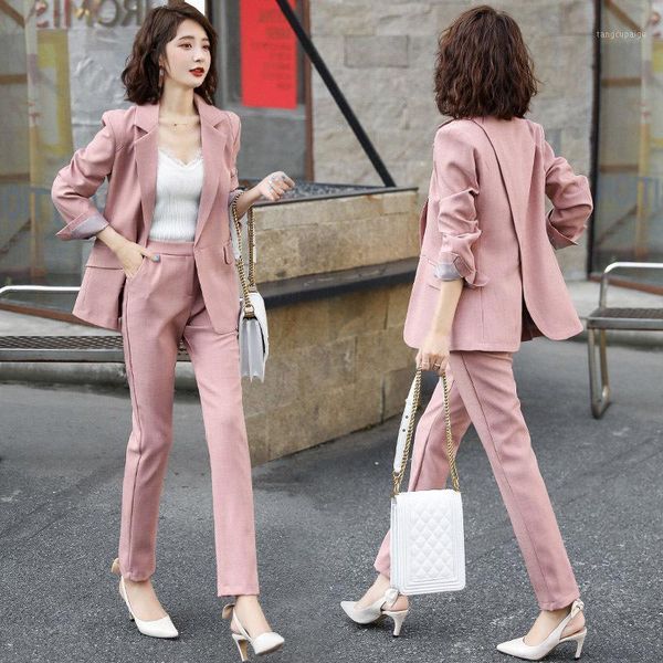 women's two piece pants wanghong small suit women autumn 2021 fashion korean style casual professional set, White
women's two piece pants wanghong small suit women autumn 2021 fashion korean style casual professional set, White