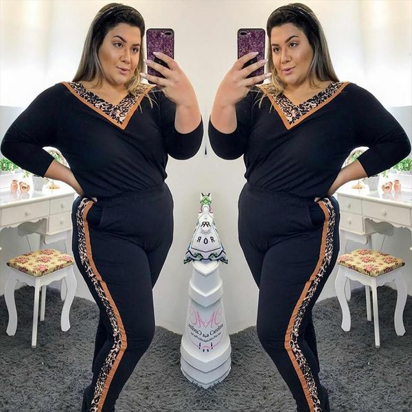 plus size casual two womenpant piece set tracksuits leopard v neck long sleeve and pants large d30, White
plus size casual two womenpant piece set tracksuits leopard v neck long sleeve and pants large d30, White