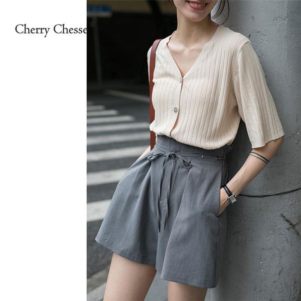 women's shorts cherry chesse harajuku lace up women elastic waist solid wide leg summer casual loose trousers office lady, White;black
women's shorts cherry chesse harajuku lace up women elastic waist solid wide leg summer casual loose trousers office lady, White;black