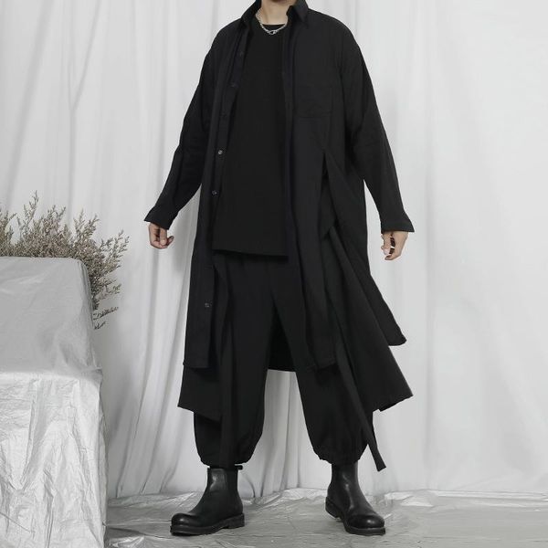 men's casual shirts long sleeve shirt spring and autumn european american japanese pure color slit large size, White;black
men's casual shirts long sleeve shirt spring and autumn european american japanese pure color slit large size, White;black