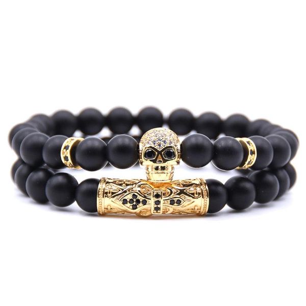 2pcs/set couple jewelry pave cz skull charm bracelet classic black matte stone men pulseira beaded, strands
2pcs/set couple jewelry pave cz skull charm bracelet classic black matte stone men pulseira beaded, strands