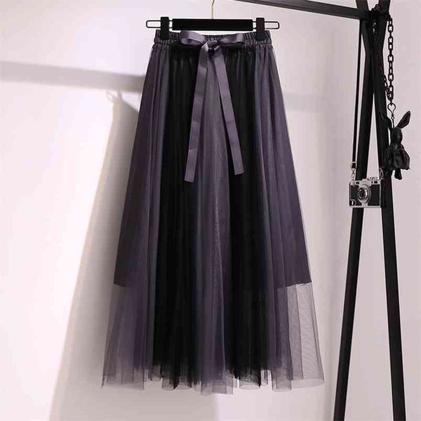 spring autumn woemn's elastic waist casual stitching color pathwork panelled tulle mid-calf lace up skirt 210427, Black
spring autumn woemn's elastic waist casual stitching color pathwork panelled tulle mid-calf lace up skirt 210427, Black