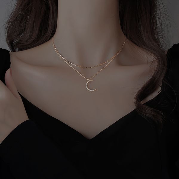 the moon necklace female collarbone chain contracted the new female delicate necklace temperament, Silver
the moon necklace female collarbone chain contracted the new female delicate necklace temperament, Silver