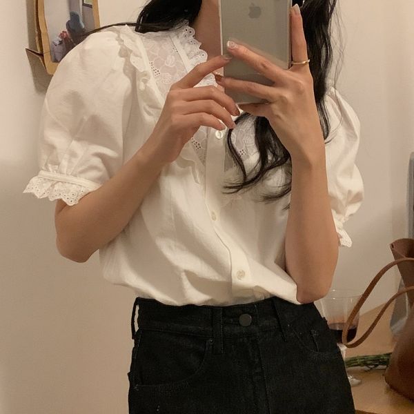 women's blouses & shirts summer women chic 2021 blouse embroidery solid femme gentle office lady patchwork streetwear cezx, White
women's blouses & shirts summer women chic 2021 blouse embroidery solid femme gentle office lady patchwork streetwear cezx, White